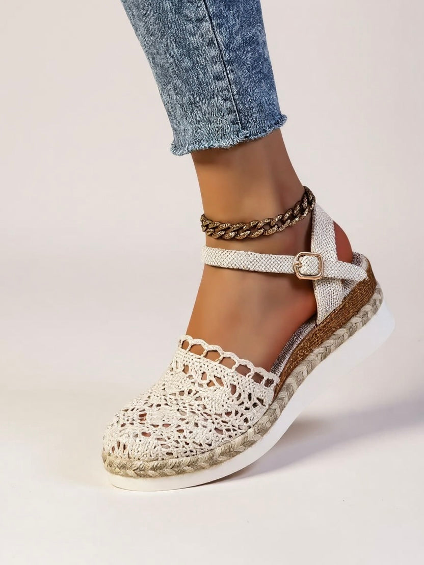 Women's Espadrille Wedge Sandal – Crochet Ankle Strap