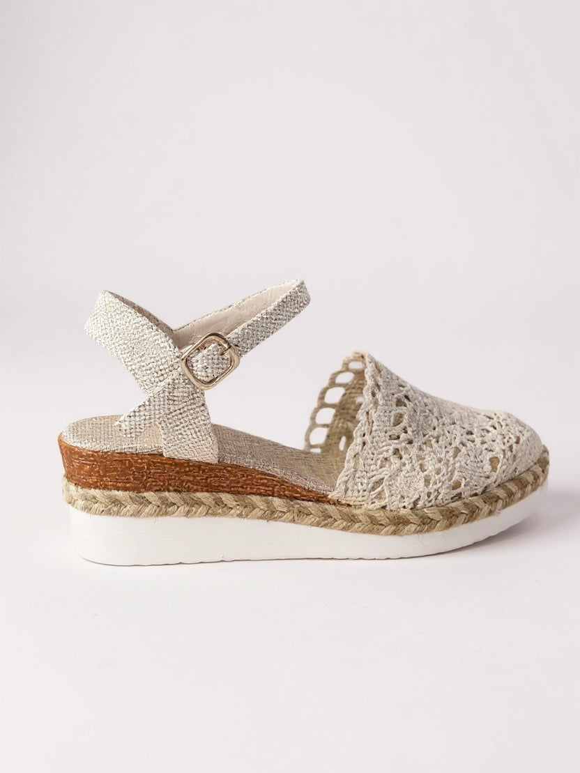 Women's Espadrille Wedge Sandal – Crochet Ankle Strap