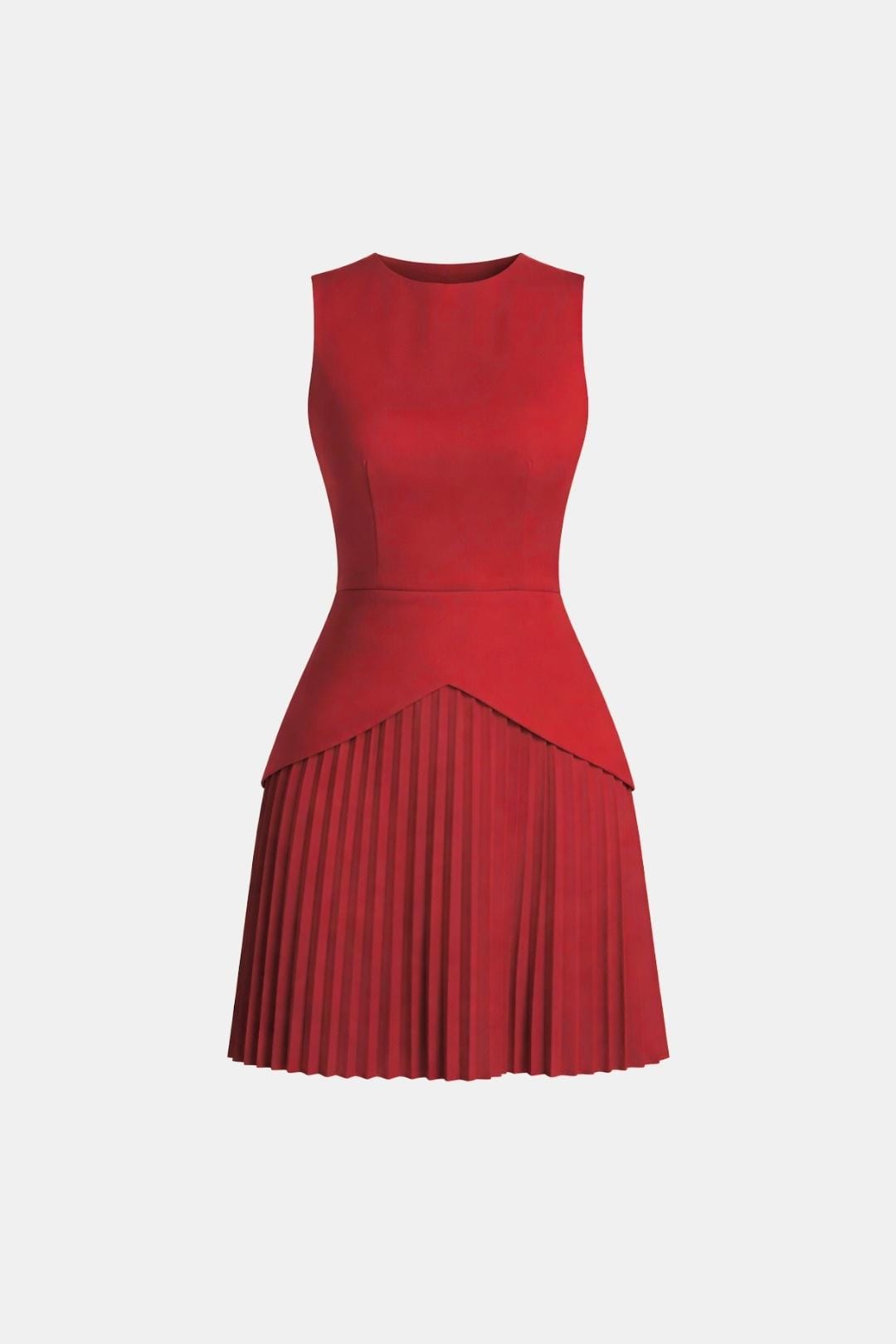 Women's Sleeveless Mini Dress – Fitted Waist Pleated Skirt