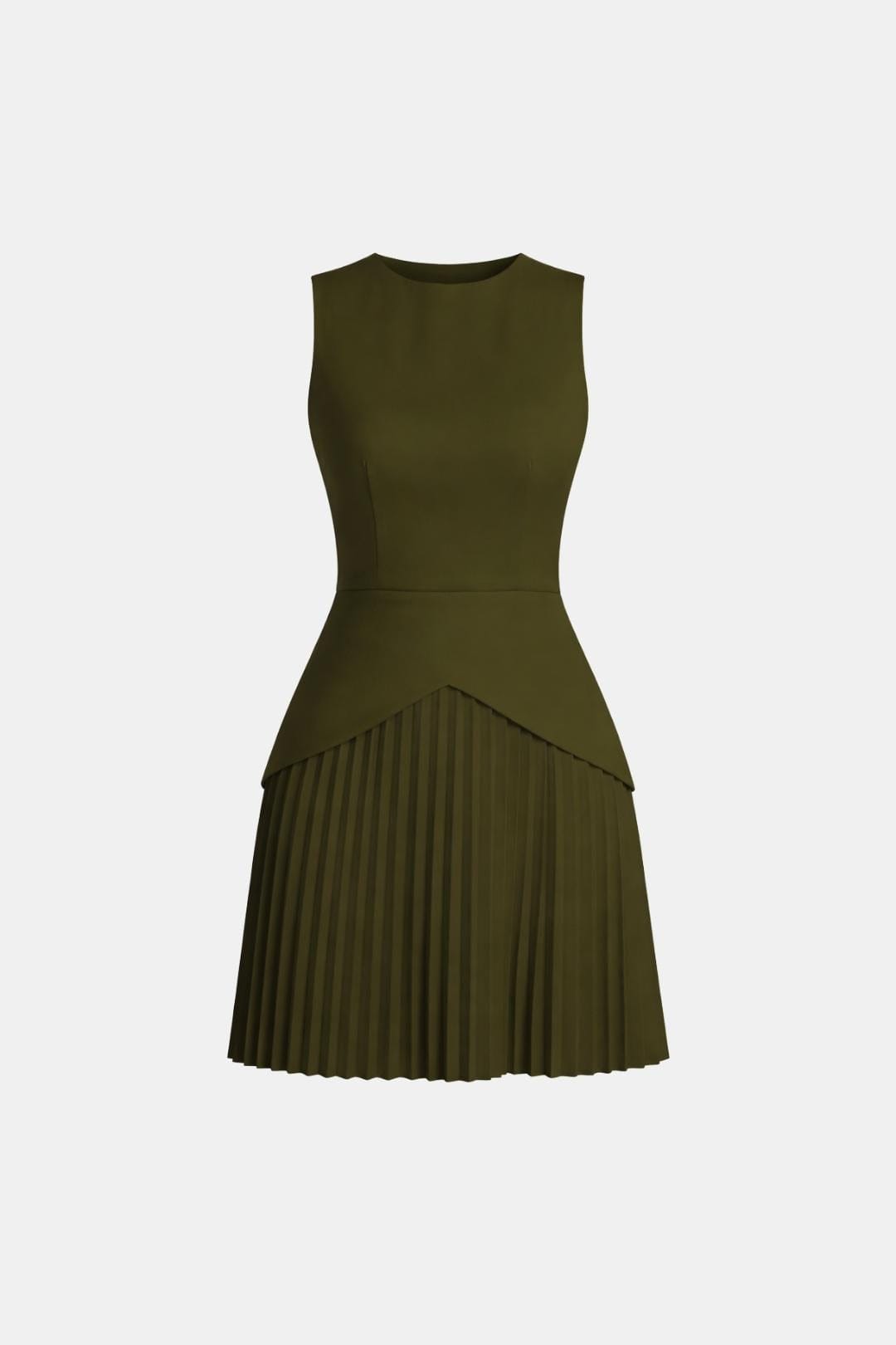 Women's Sleeveless Mini Dress – Fitted Waist Pleated Skirt