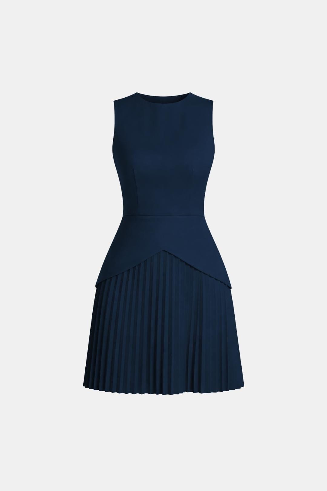 Women's Sleeveless Mini Dress – Fitted Waist Pleated Skirt