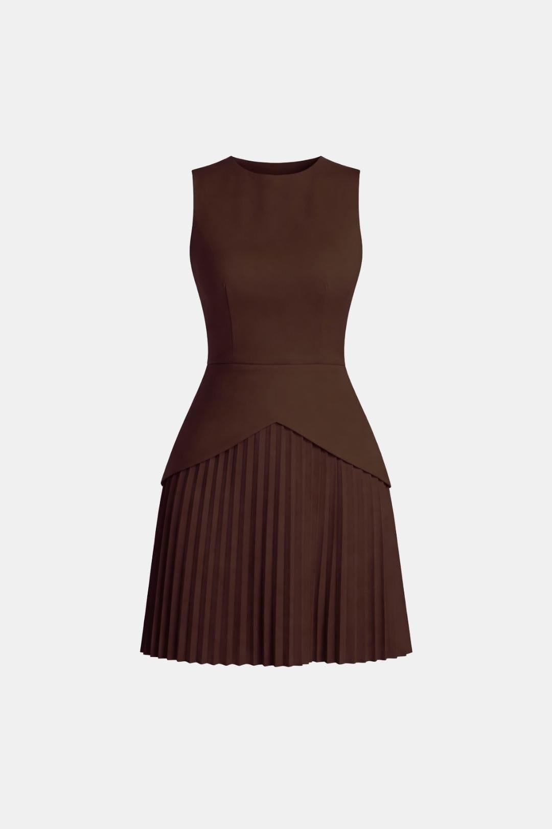 Women's Sleeveless Mini Dress – Fitted Waist Pleated Skirt