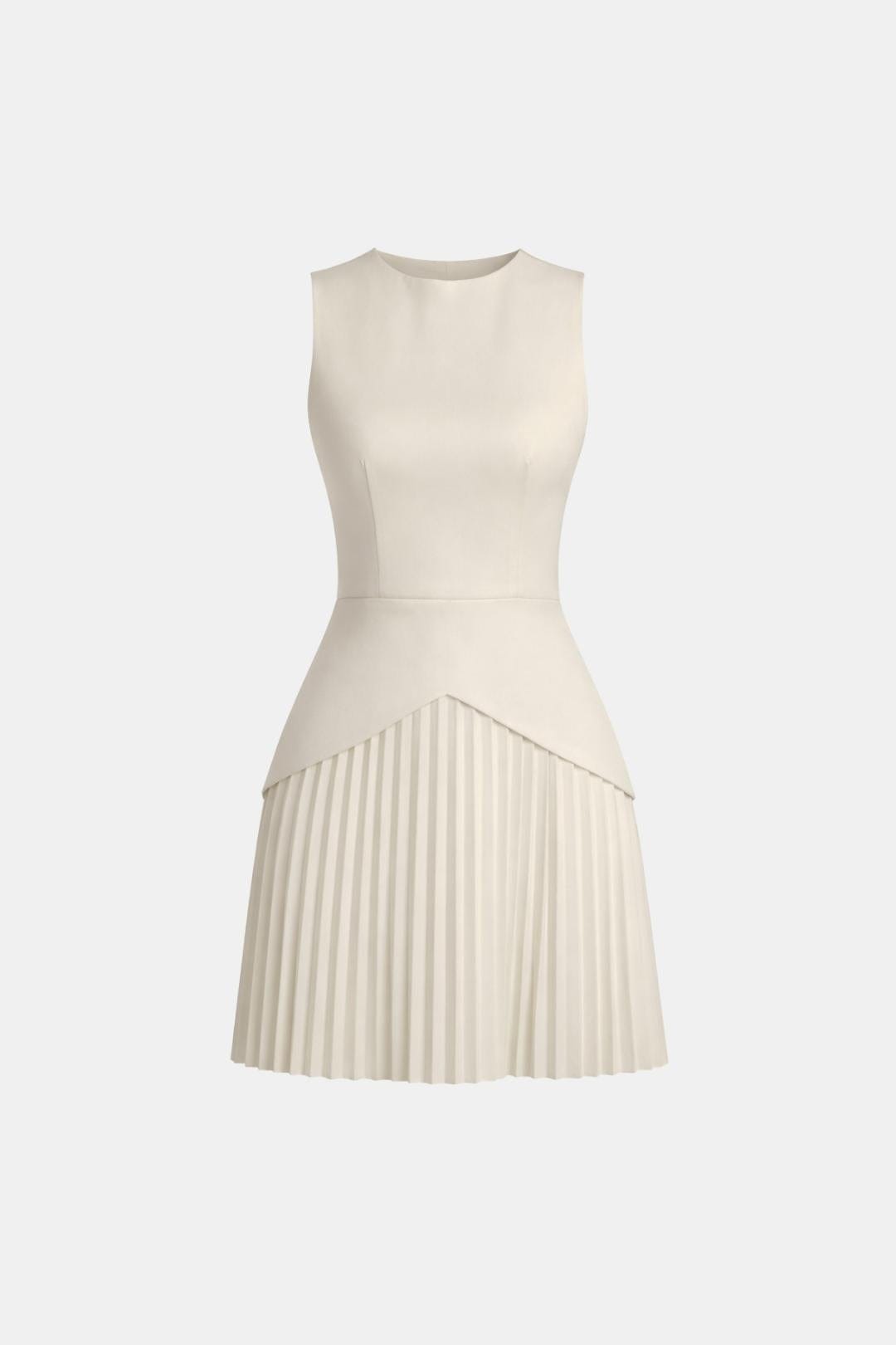 Women's Sleeveless Mini Dress – Fitted Waist Pleated Skirt
