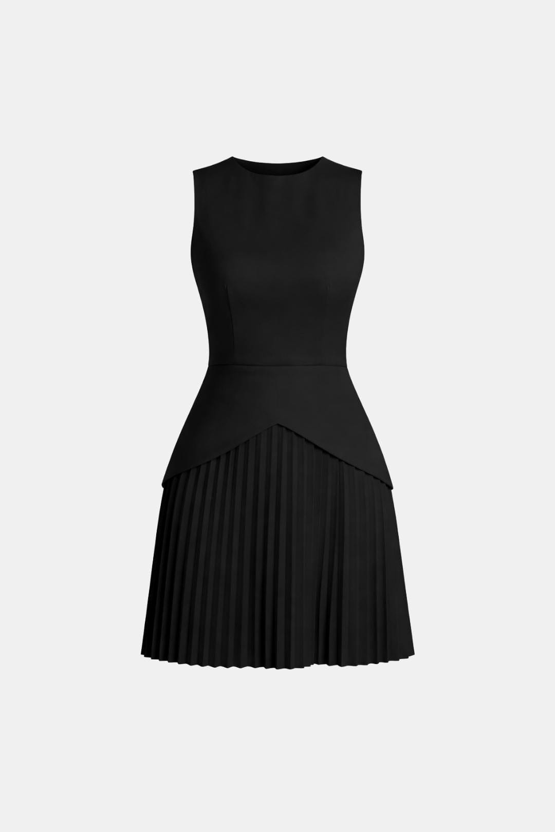 Women's Sleeveless Mini Dress – Fitted Waist Pleated Skirt