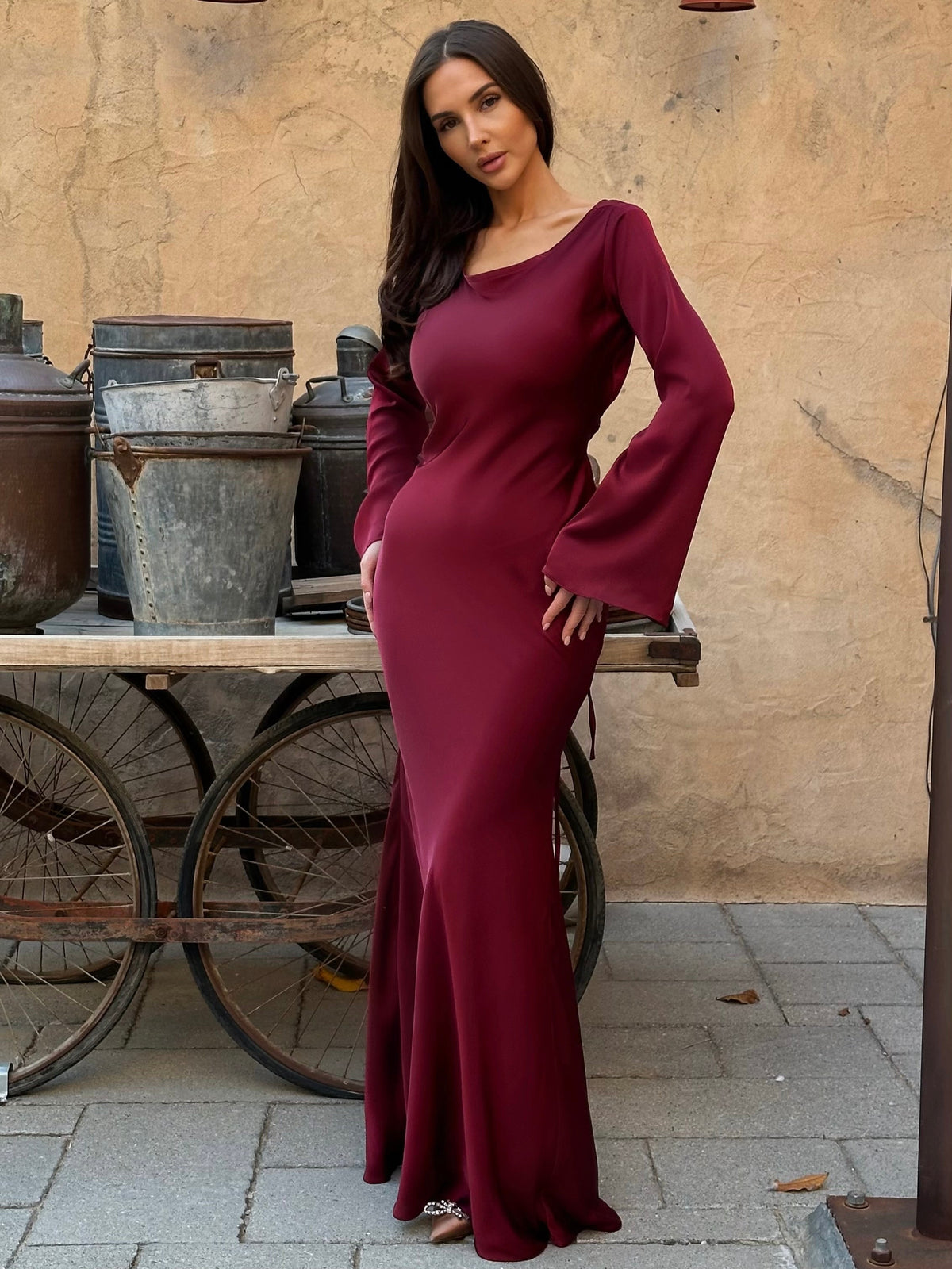 Women's Long Sleeve Maxi Dress – Fluid Relaxed Fit
