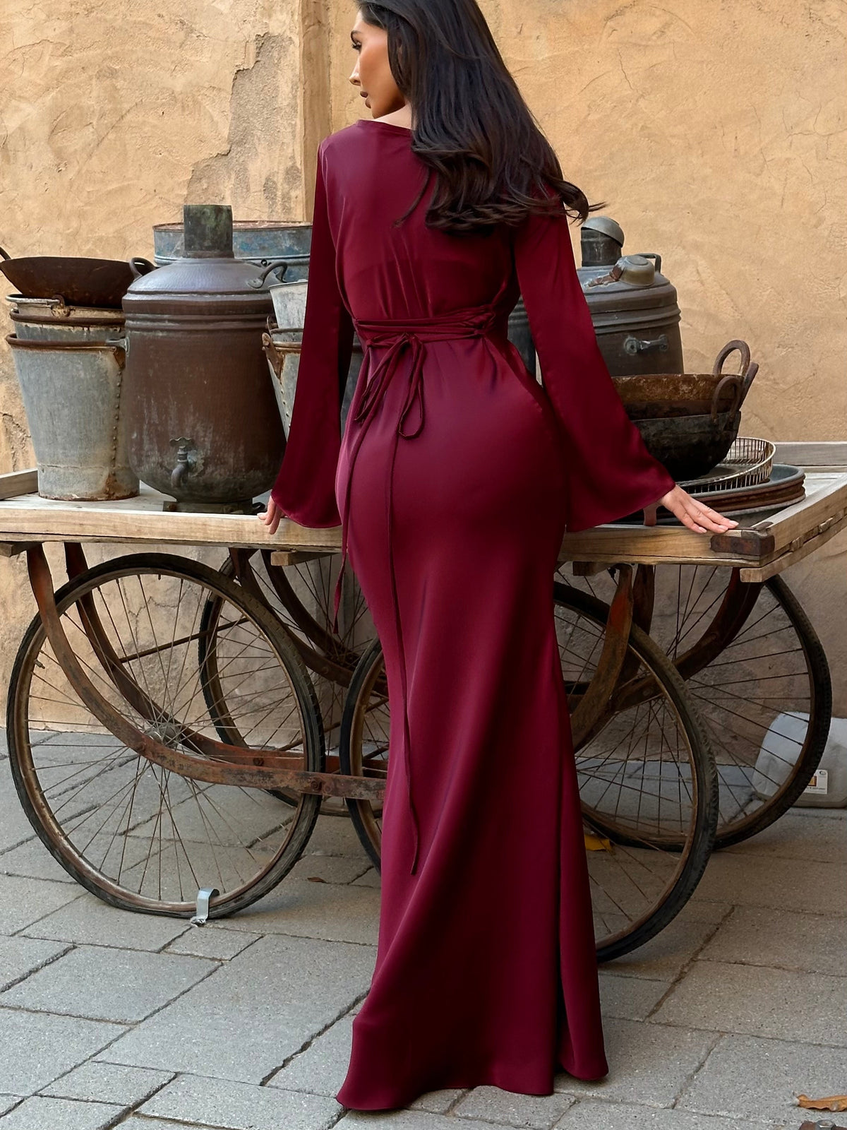 Women's Long Sleeve Maxi Dress – Fluid Relaxed Fit