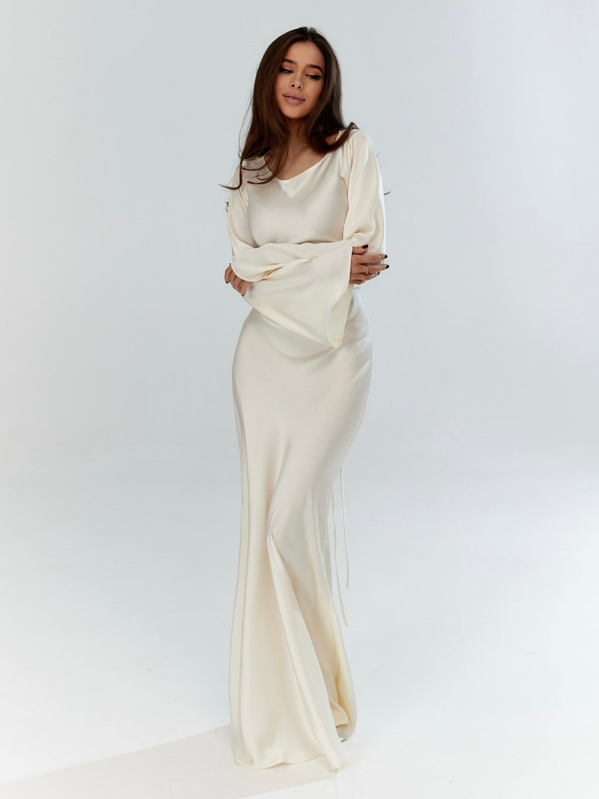 Women's Long Sleeve Maxi Dress – Fluid Relaxed Fit