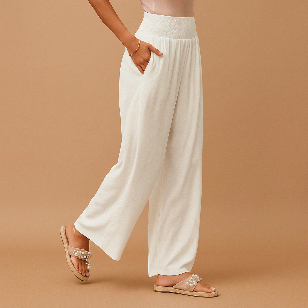 Women's Cotton-Linen Pants – High-Rise Straight Leg