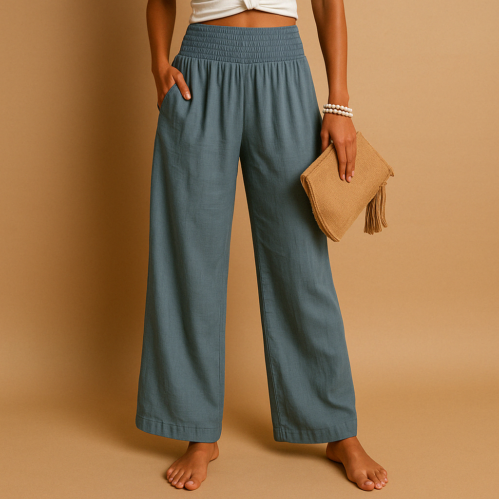 Women's Cotton-Linen Pants – High-Rise Straight Leg