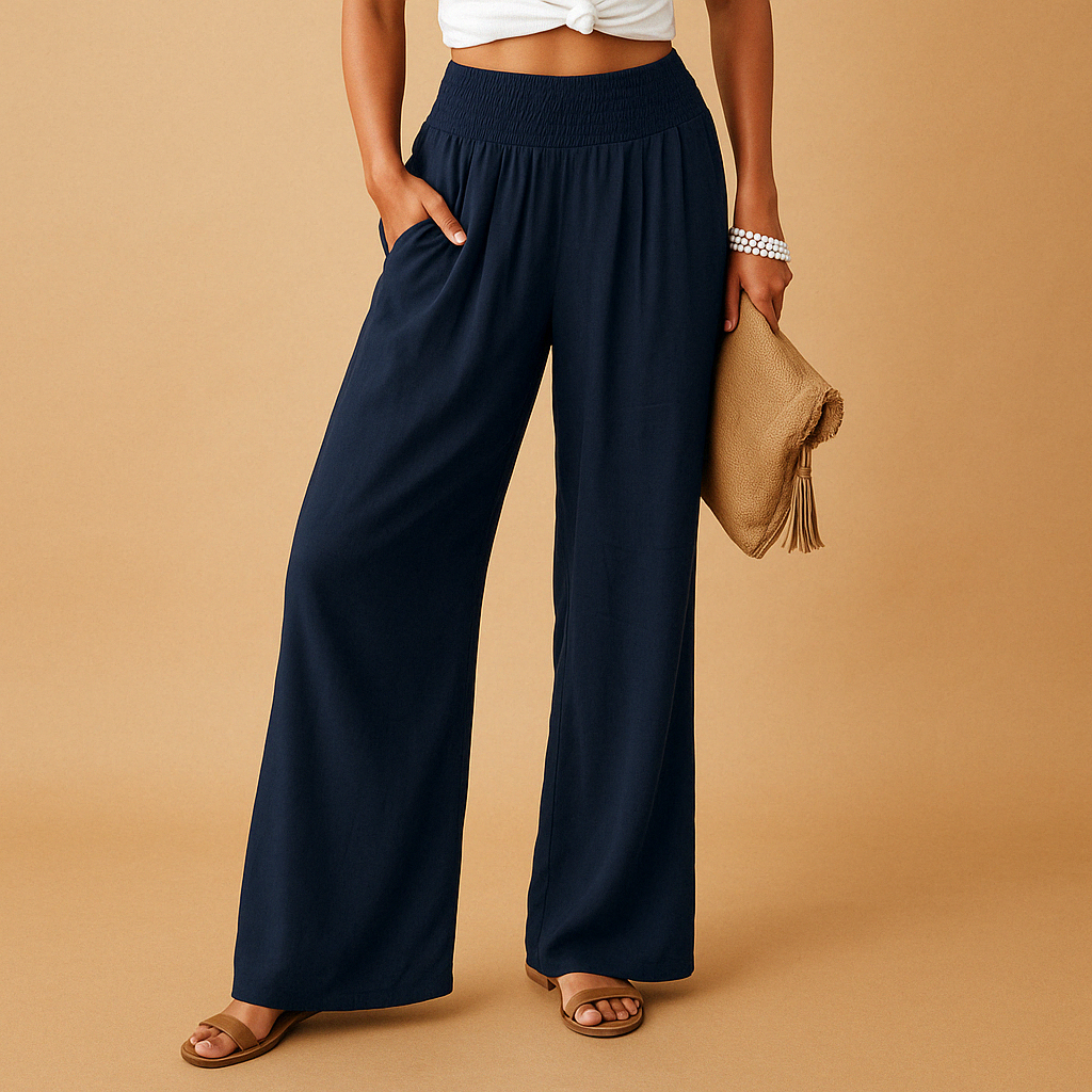 Women's Cotton-Linen Pants – High-Rise Straight Leg