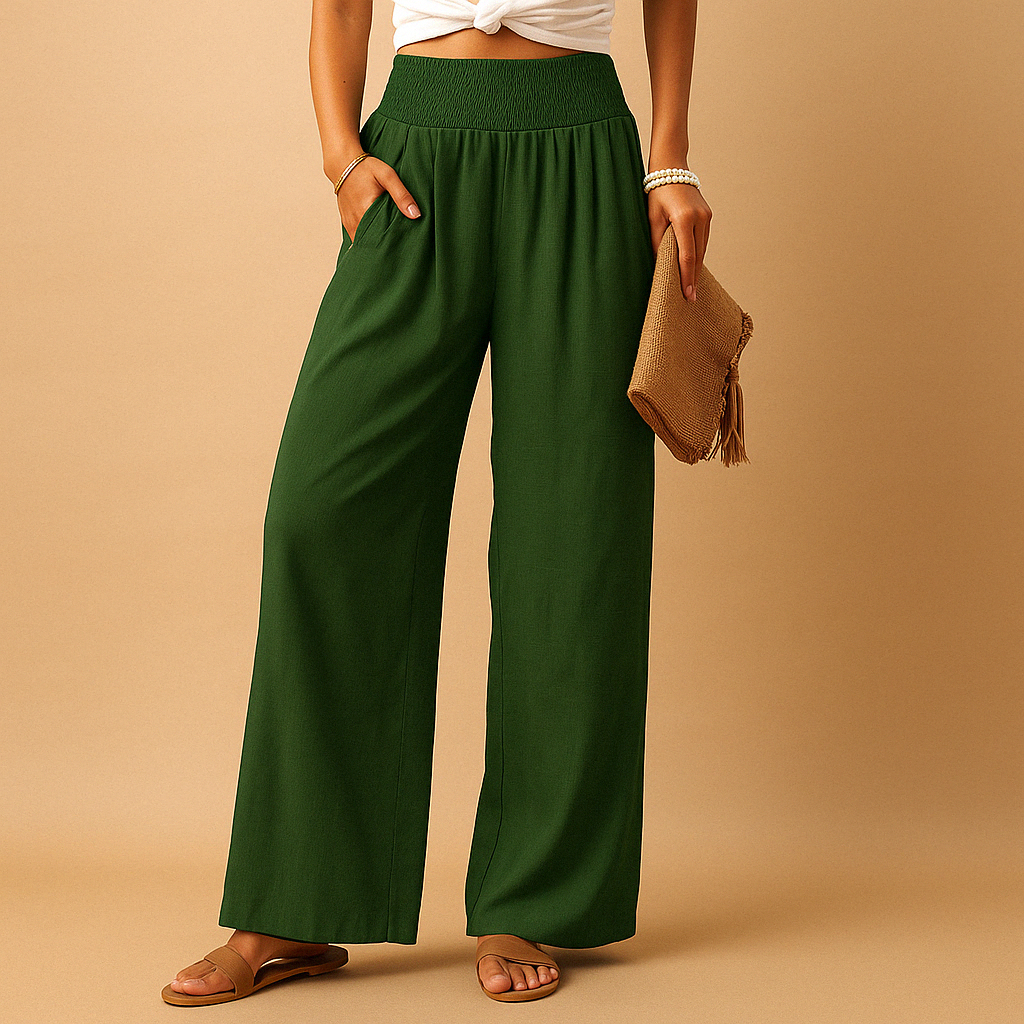 Women's Cotton-Linen Pants – High-Rise Straight Leg