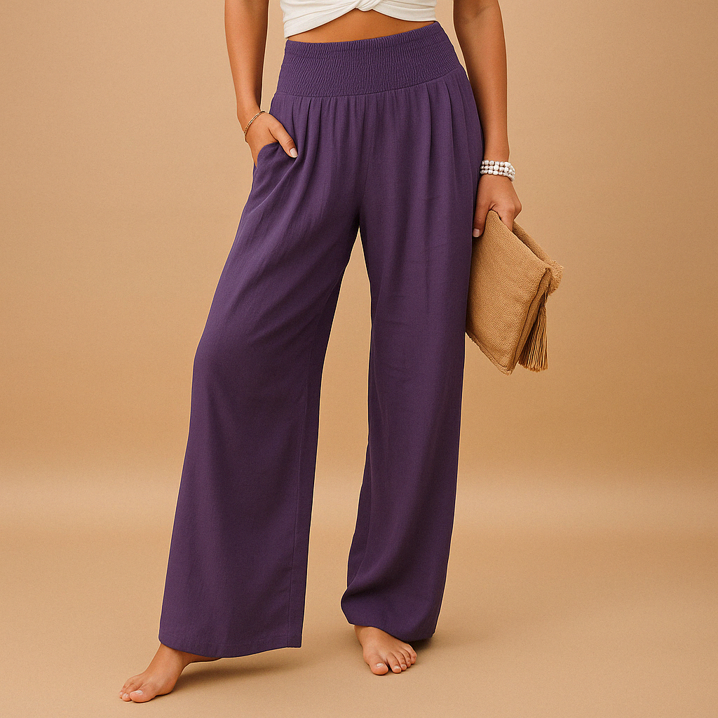 Women's Cotton-Linen Pants – High-Rise Straight Leg