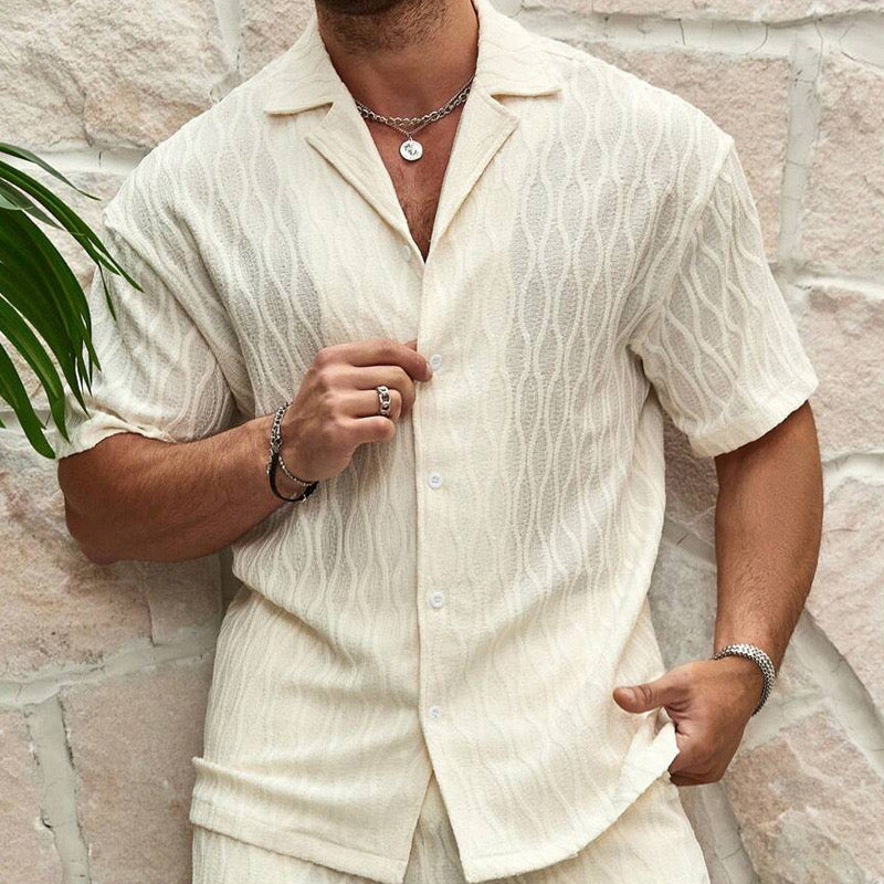 Men's Shirt and Shorts Set – Relaxed Open-Collar Fit