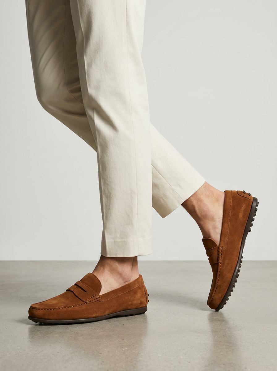 Men's Suede-Look Loafer – Studded Rubber Sole