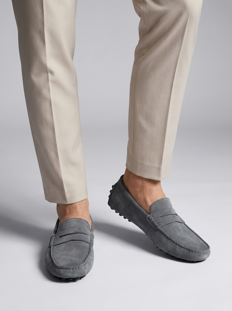 Men's Suede-Look Loafer – Studded Rubber Sole