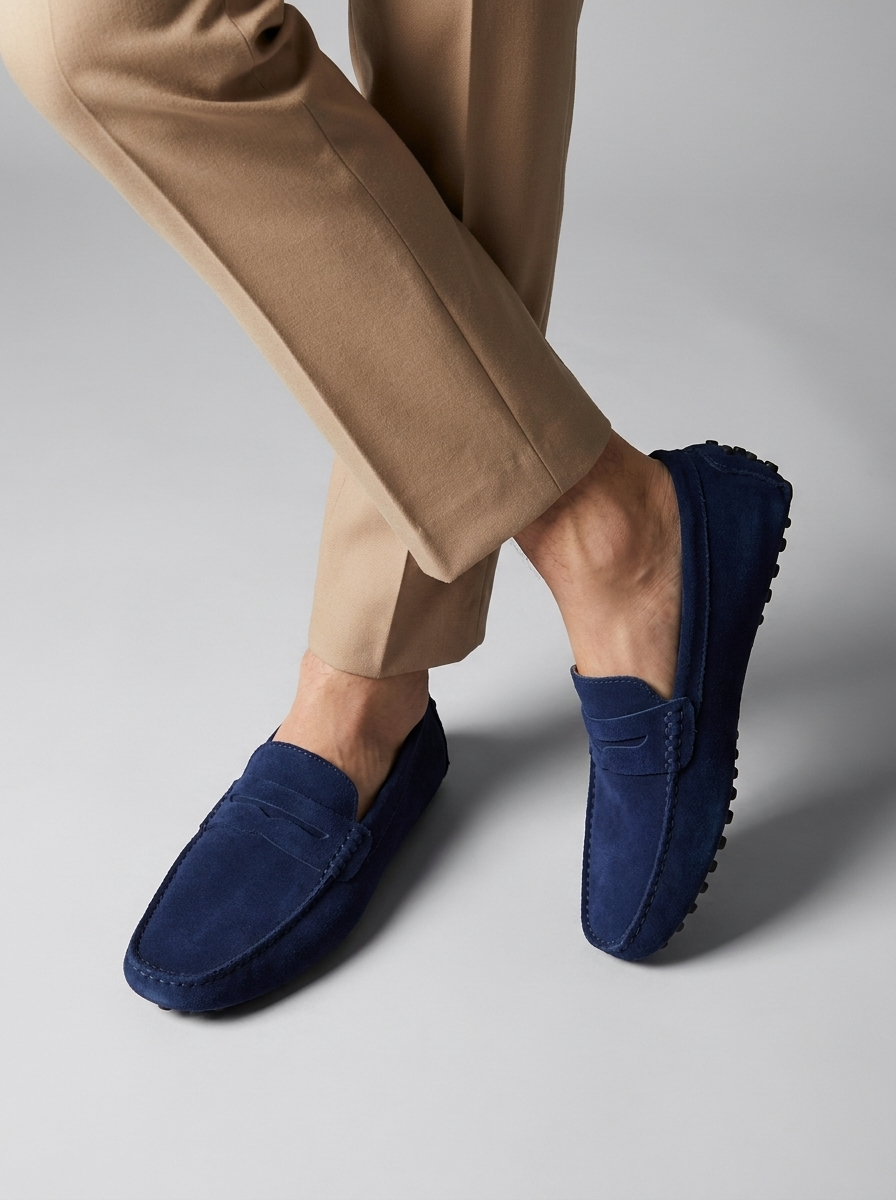 Men's Suede-Look Loafer – Studded Rubber Sole