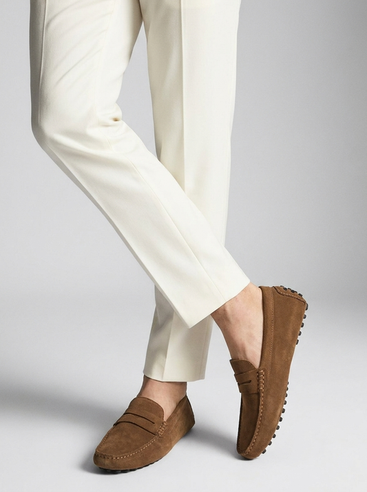 Men's Suede-Look Loafer – Studded Rubber Sole