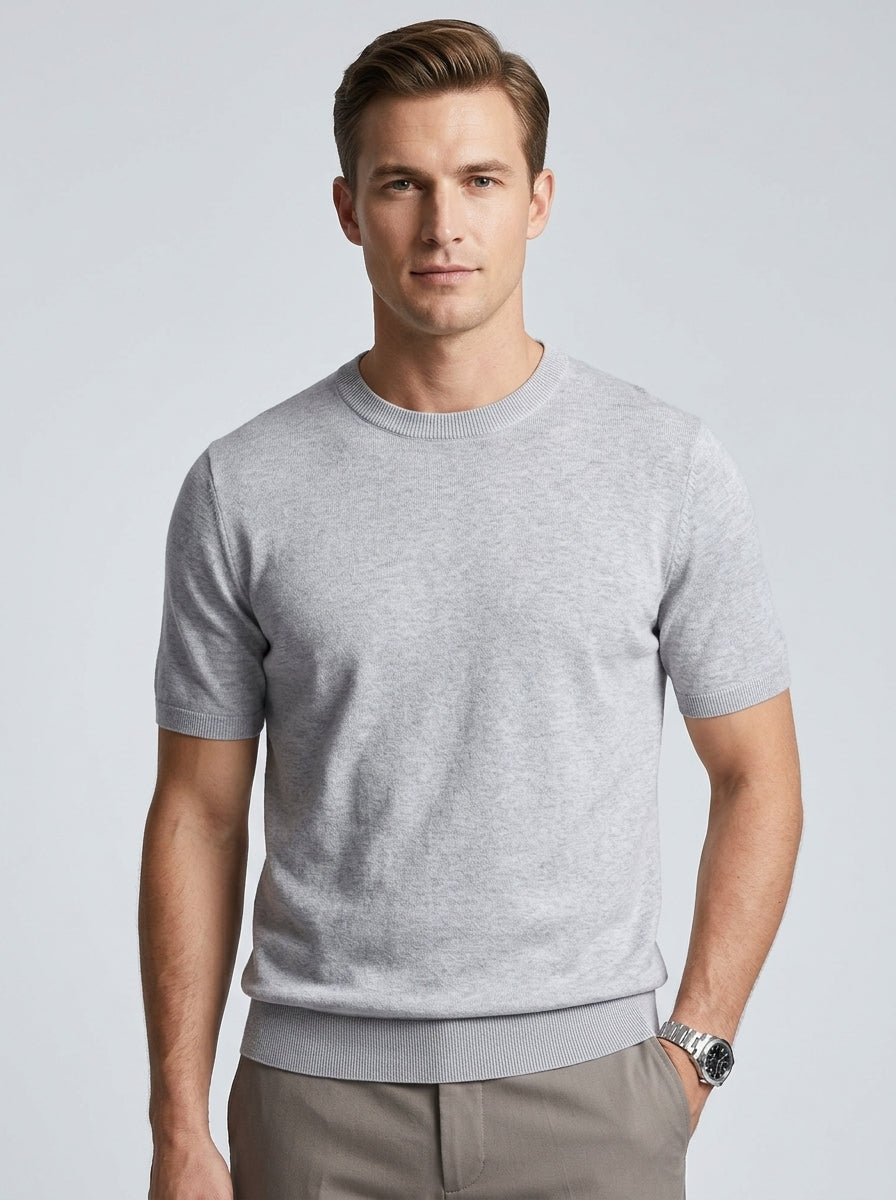 Men's Crew Neck T-Shirt – Fine-Knit Fitted Cut