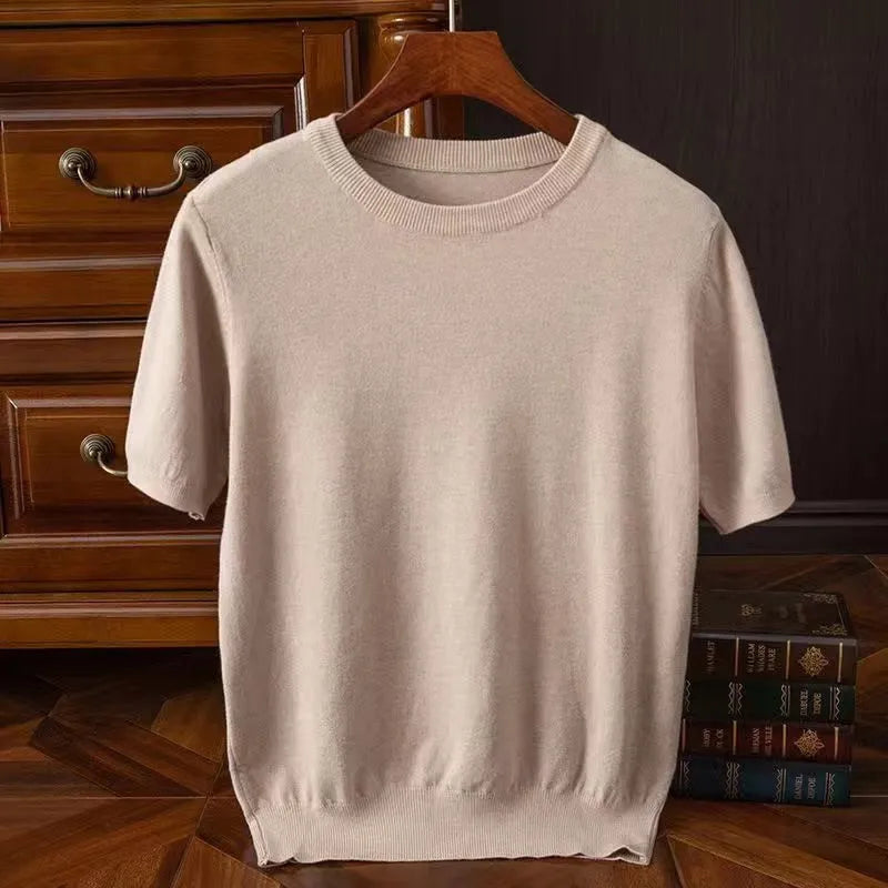 Men's Crew Neck T-Shirt – Fine-Knit Fitted Cut
