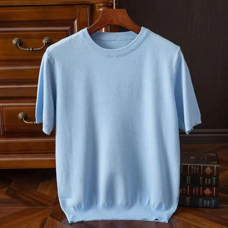 Men's Crew Neck T-Shirt – Fine-Knit Fitted Cut