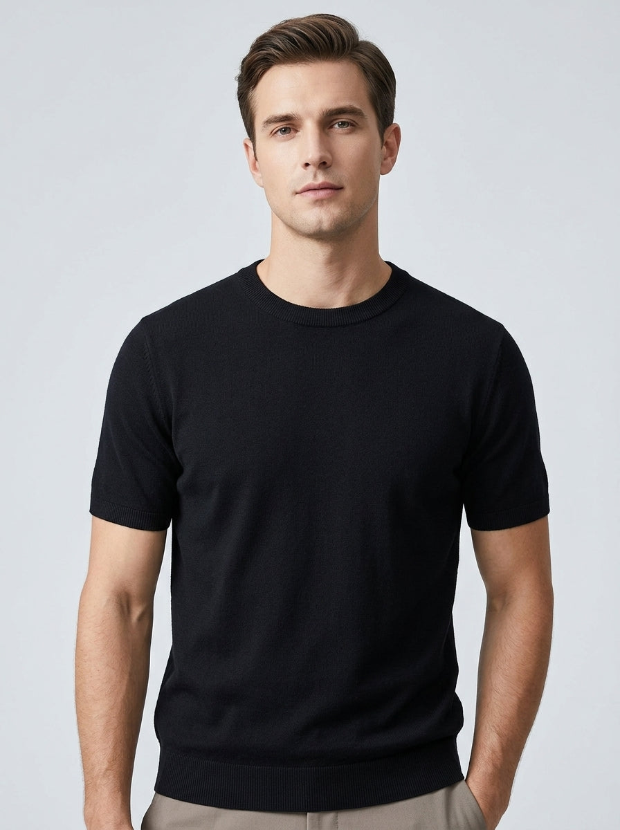 Men's Crew Neck T-Shirt – Fine-Knit Fitted Cut