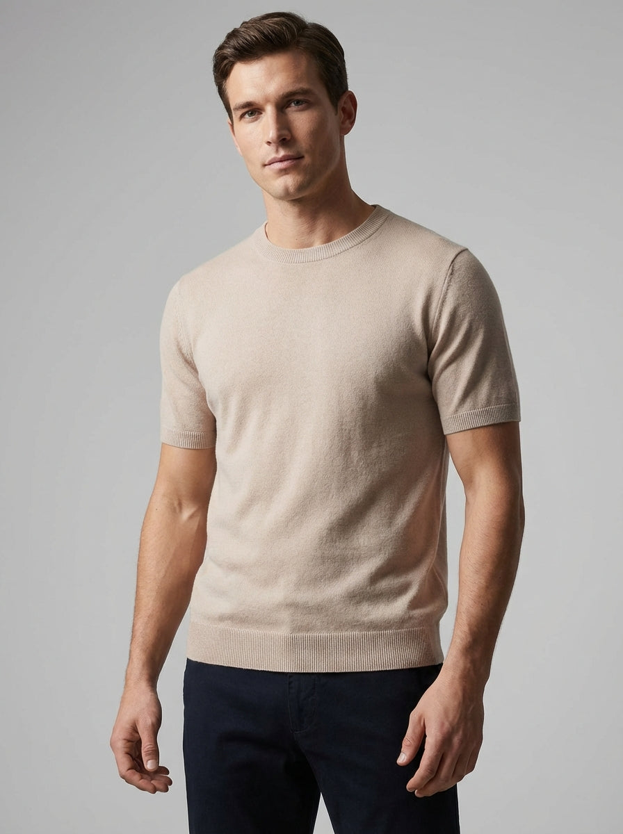 Men's Crew Neck T-Shirt – Fine-Knit Fitted Cut