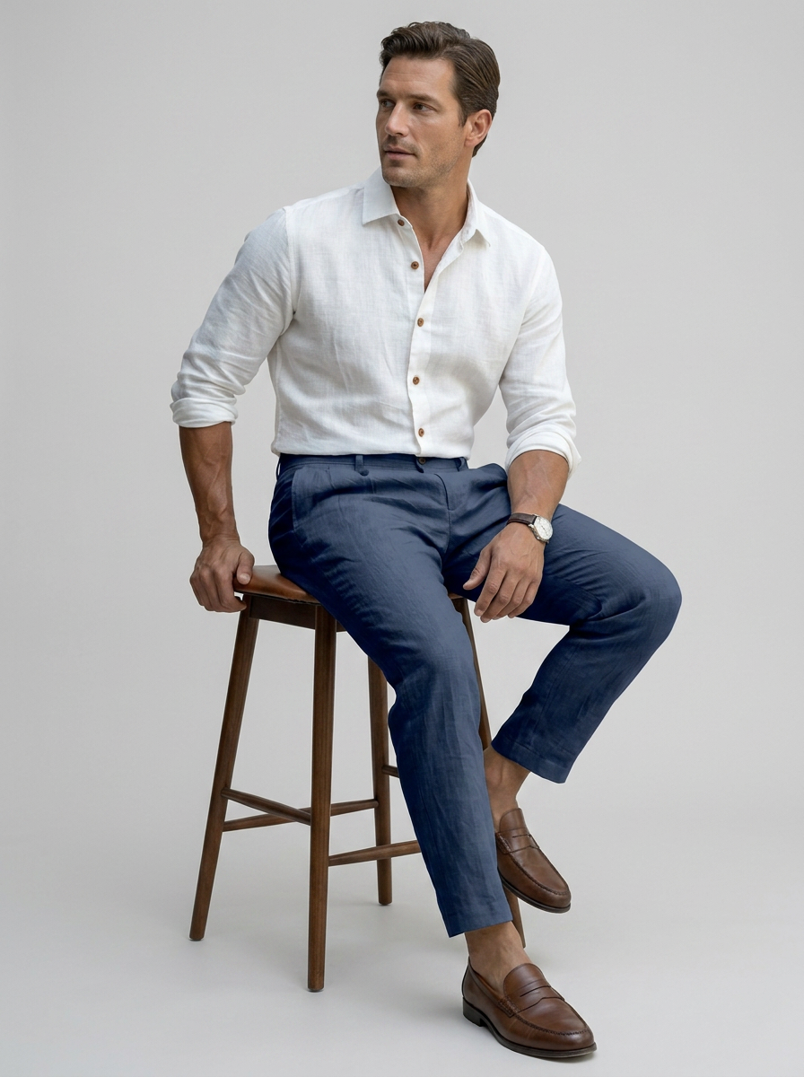Men's Linen Tapered Pants – Slim Ankle Cut