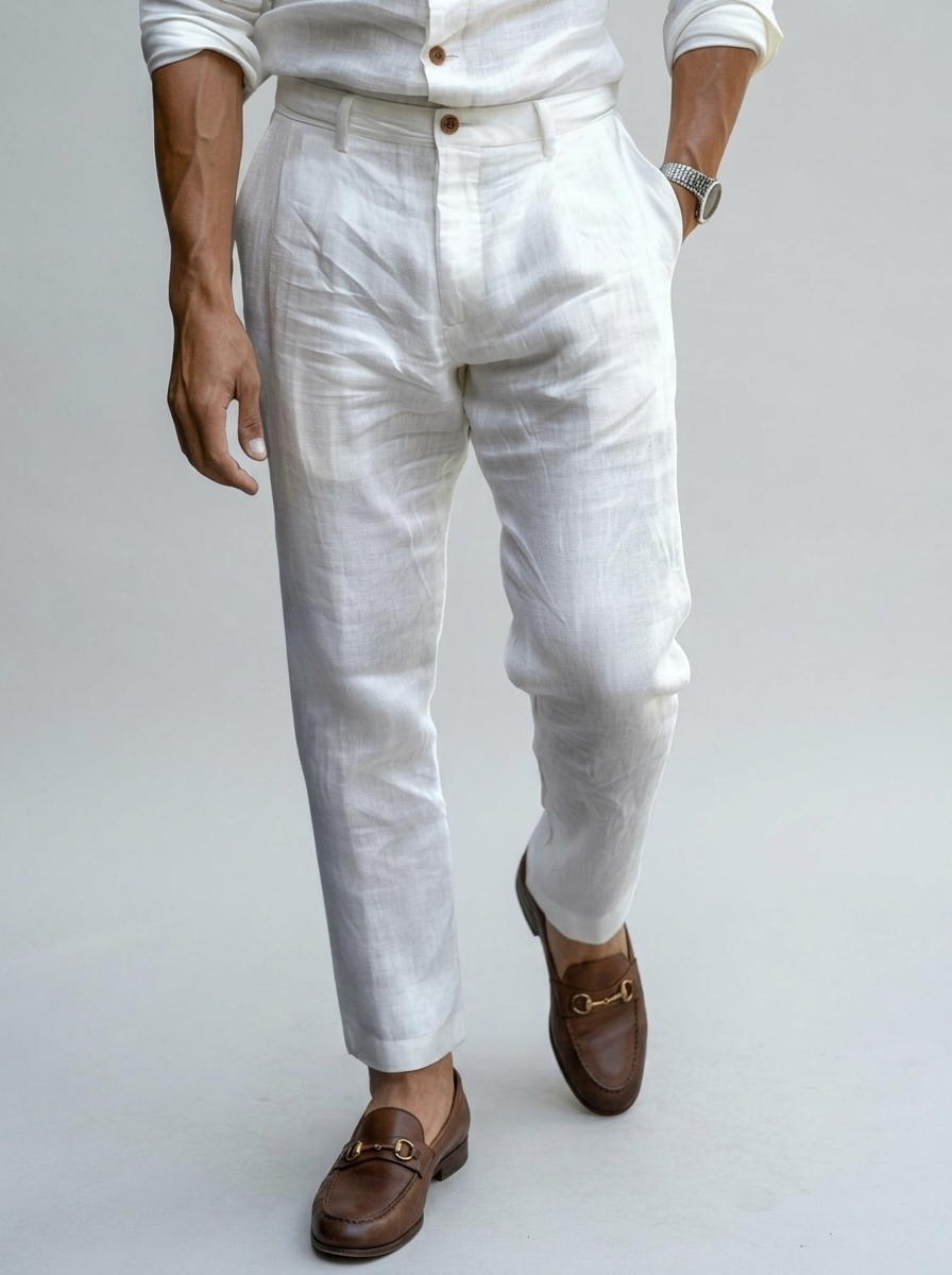 Men's Linen Tapered Pants – Slim Ankle Cut