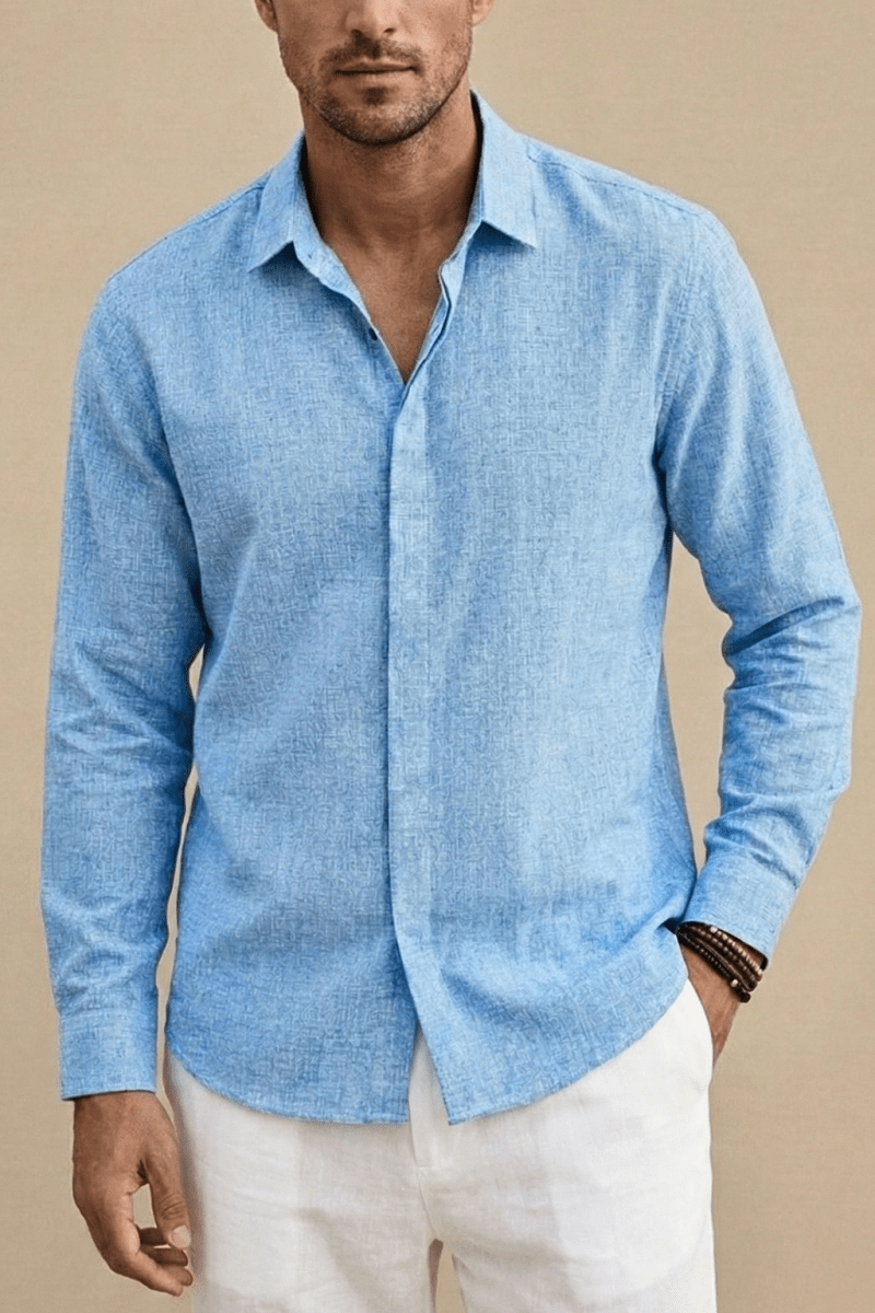 Men's Long Sleeve Shirt – Spread Collar Hemp Blend