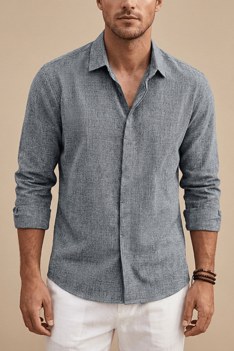 Men's Long Sleeve Shirt – Spread Collar Hemp Blend