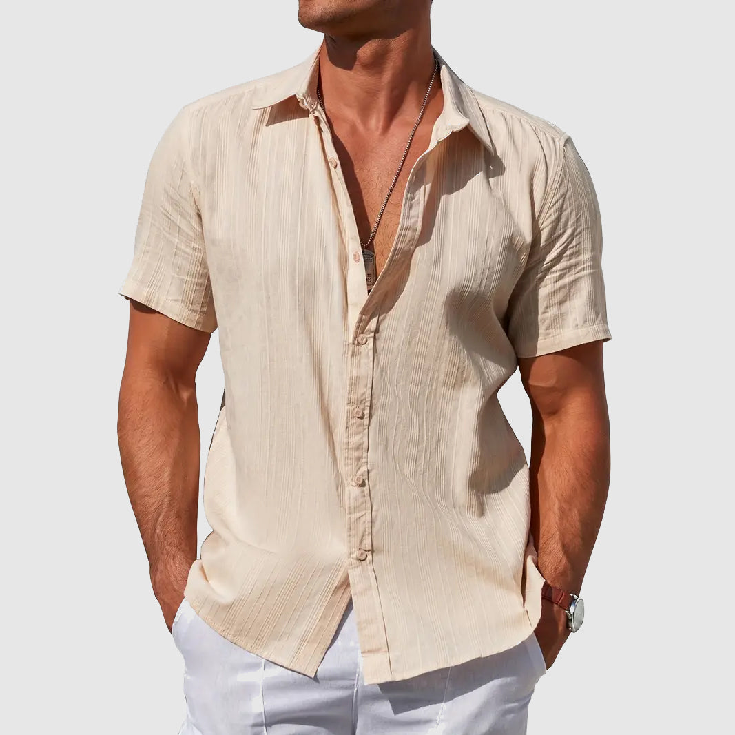 Men's Short Sleeve Linen Shirt – Textured Regular Fit