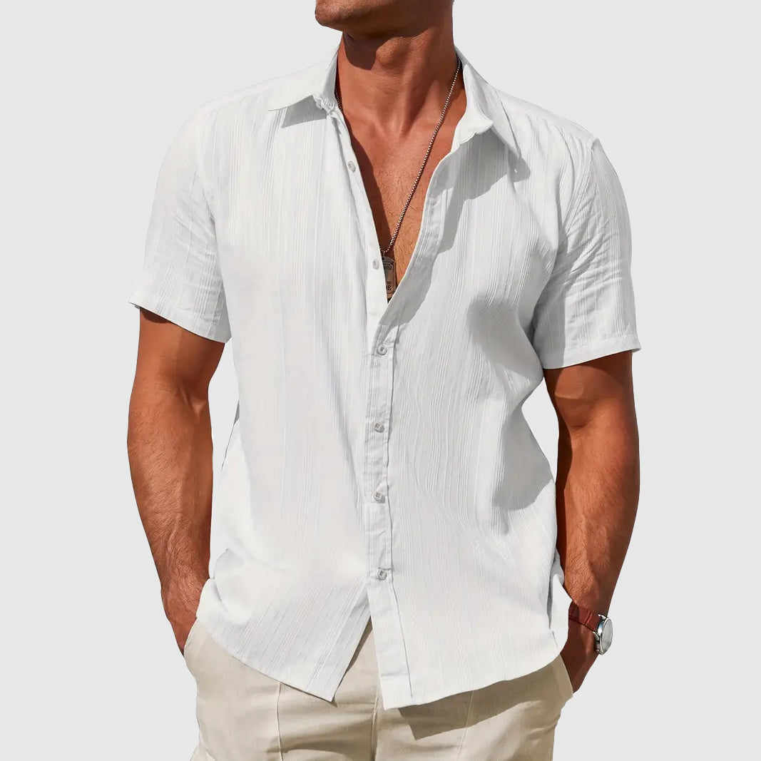 Men's Short Sleeve Linen Shirt – Textured Regular Fit