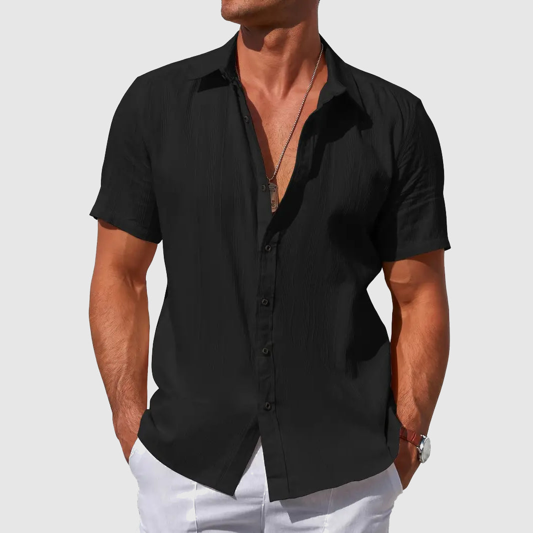 Men's Short Sleeve Linen Shirt – Textured Regular Fit