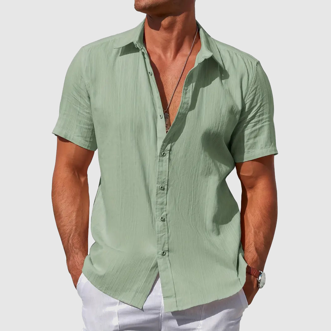 Men's Short Sleeve Linen Shirt – Textured Regular Fit