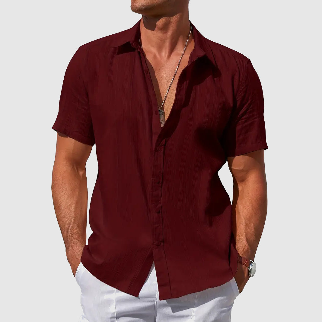 Men's Short Sleeve Linen Shirt – Textured Regular Fit