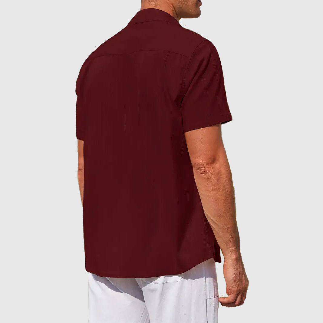 Men's Short Sleeve Linen Shirt – Textured Regular Fit