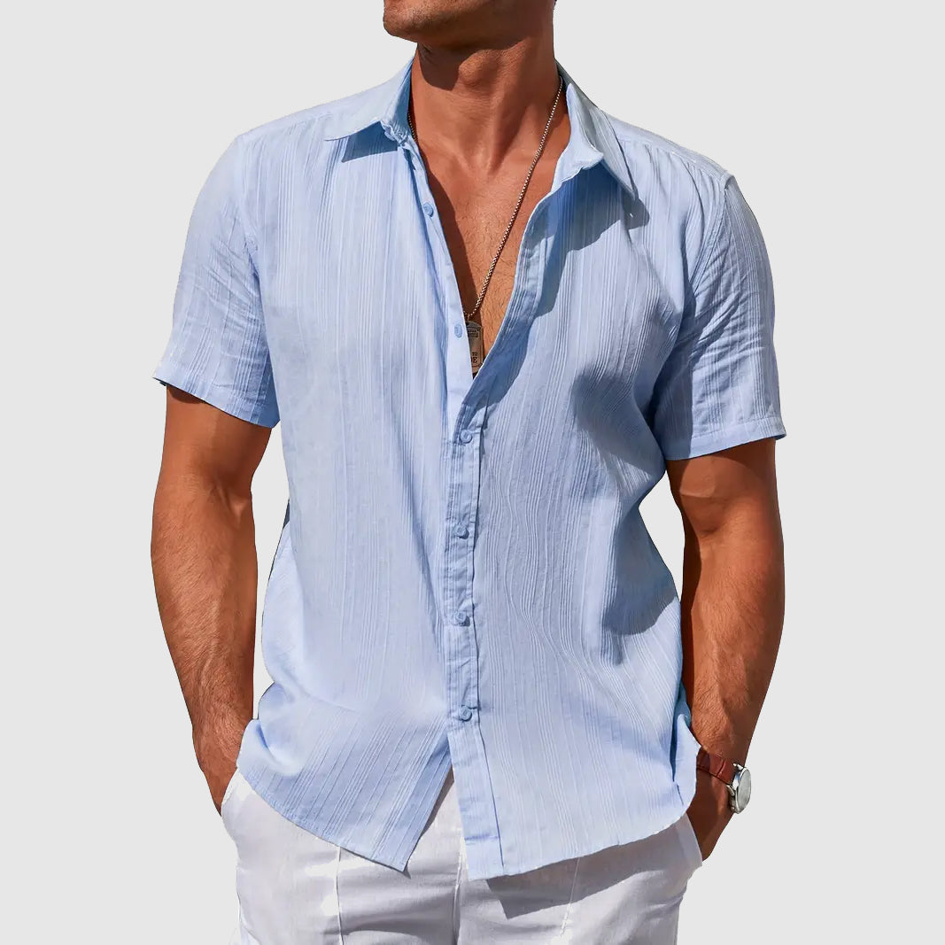 Men's Short Sleeve Linen Shirt – Textured Regular Fit