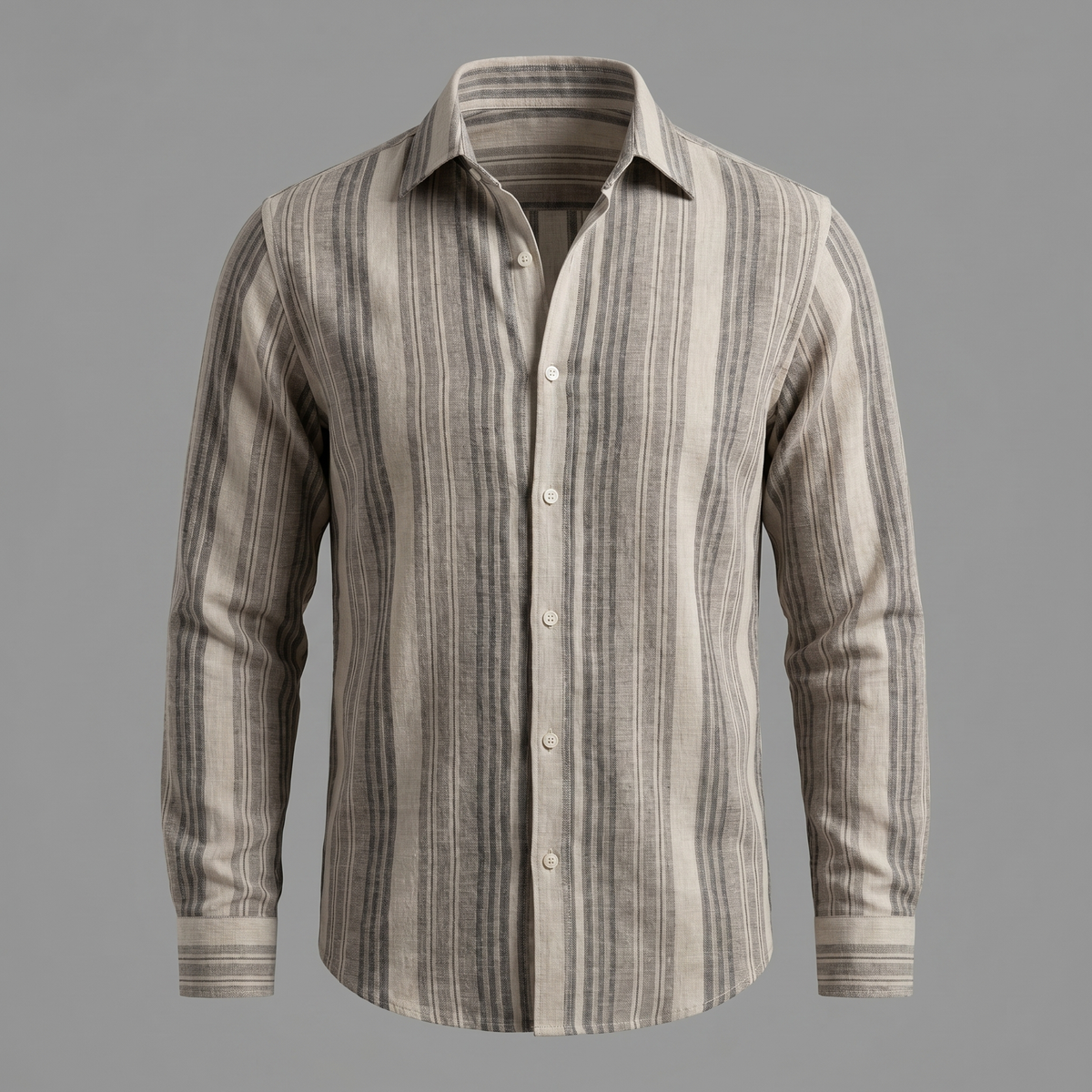 Men's Short-Sleeve Striped Shirt – Textured Weave