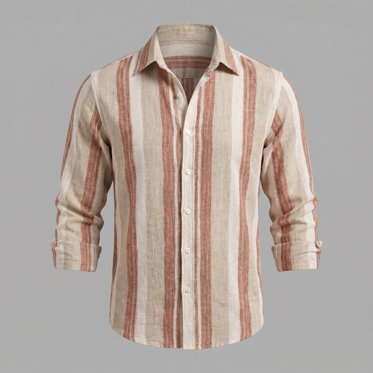 Men's Short-Sleeve Striped Shirt – Textured Weave