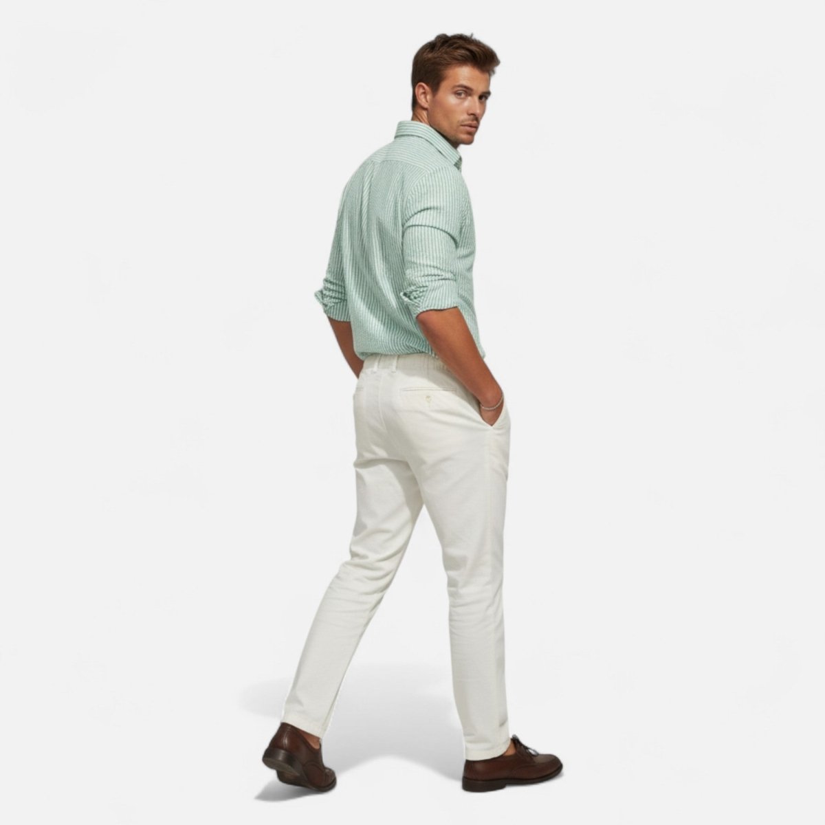 Men's Slim Striped Shirt – Tailored Button-Front Fit