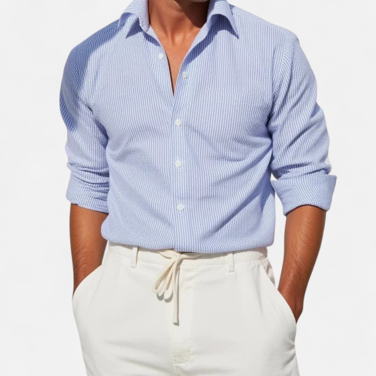 Men's Slim Striped Shirt – Tailored Button-Front Fit