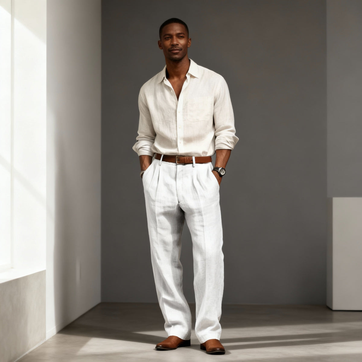 Men's Linen-Cotton Pants – Straight Relaxed Fit