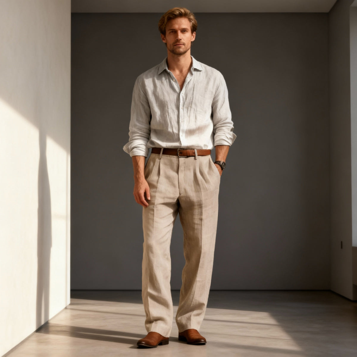 Men's Linen-Cotton Pants – Straight Relaxed Fit