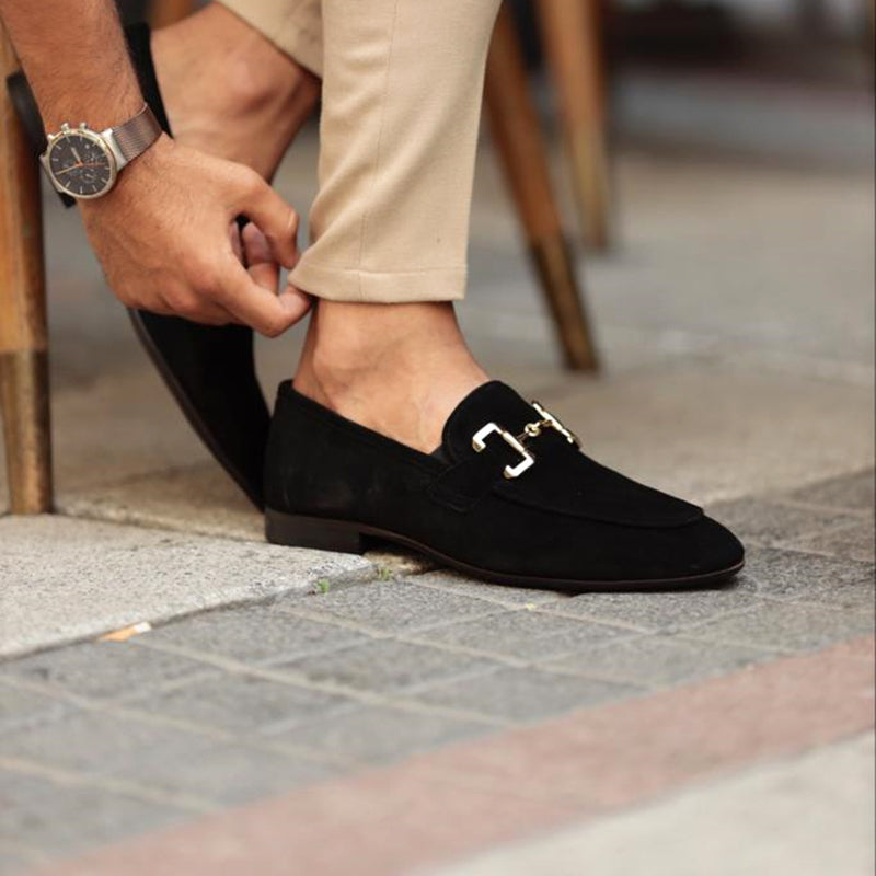 Men's Suede Horsebit Loafer – Almond Toe Slip-On