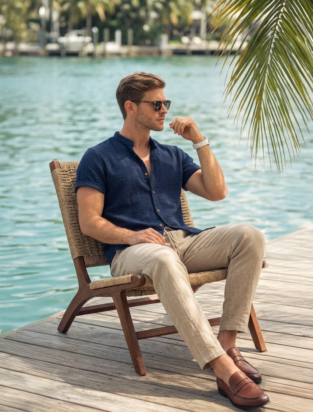 Men's Shirt and Pants Set – Relaxed Short-Sleeve Wide-Leg