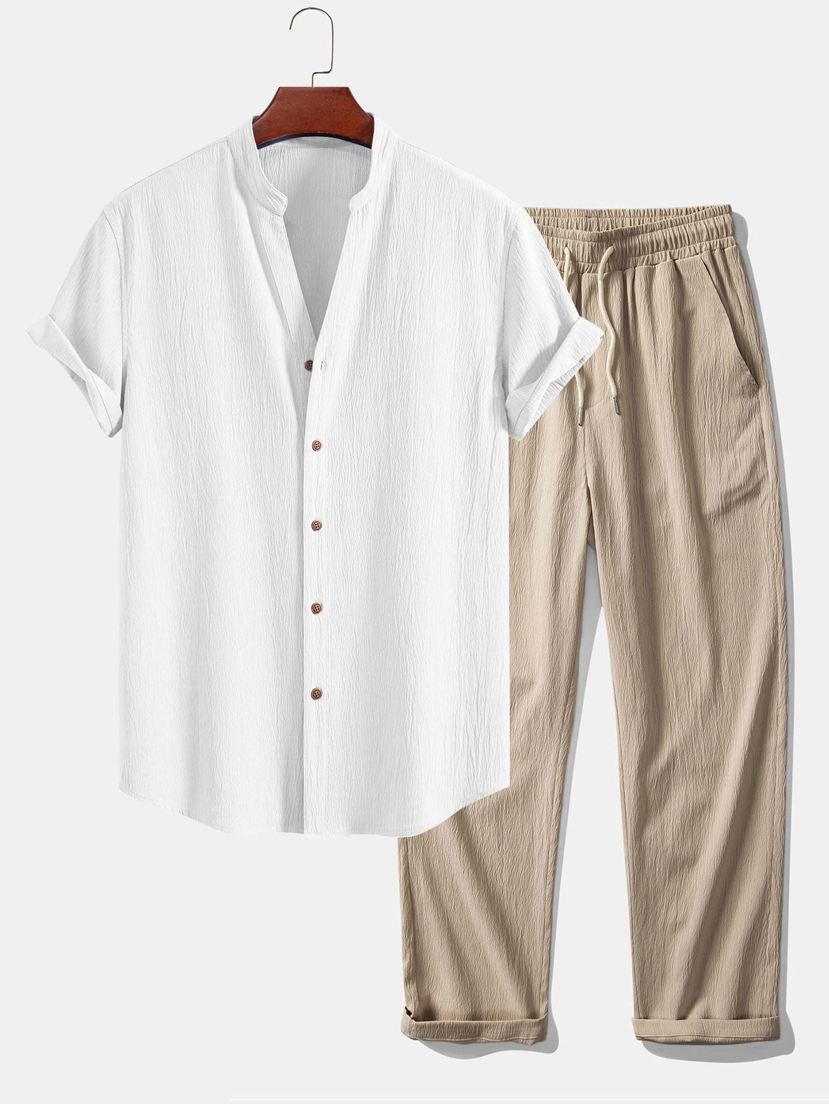 Men's Shirt and Pants Set – Relaxed Short-Sleeve Wide-Leg