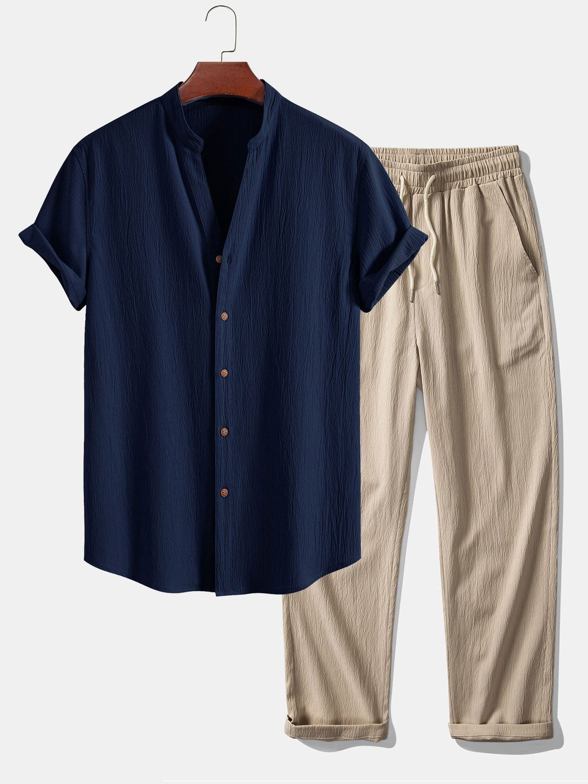 Men's Shirt and Pants Set – Relaxed Short-Sleeve Wide-Leg