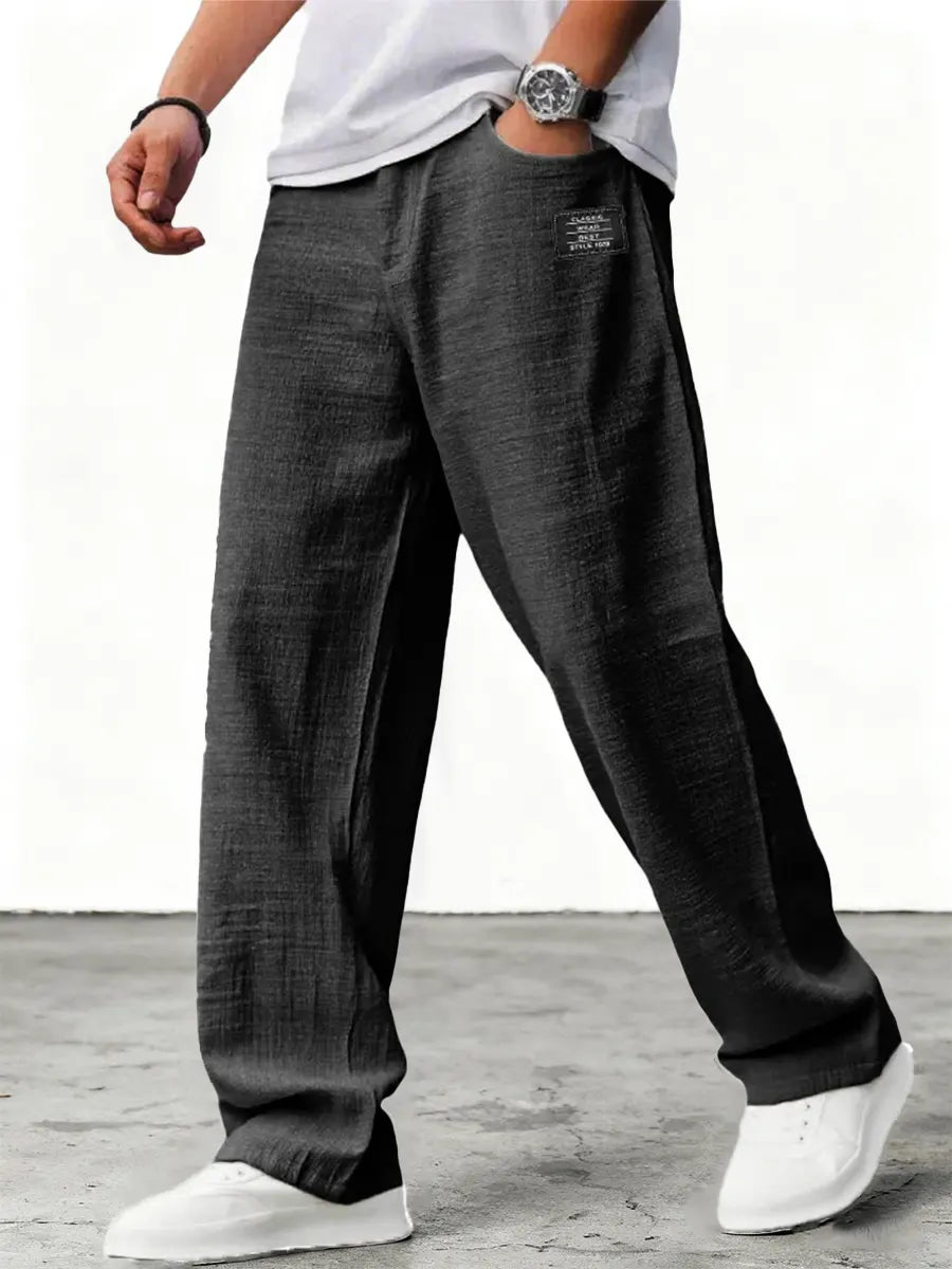 Men's Wide-Leg Cotton-Blend Pants – Relaxed Straight Fit