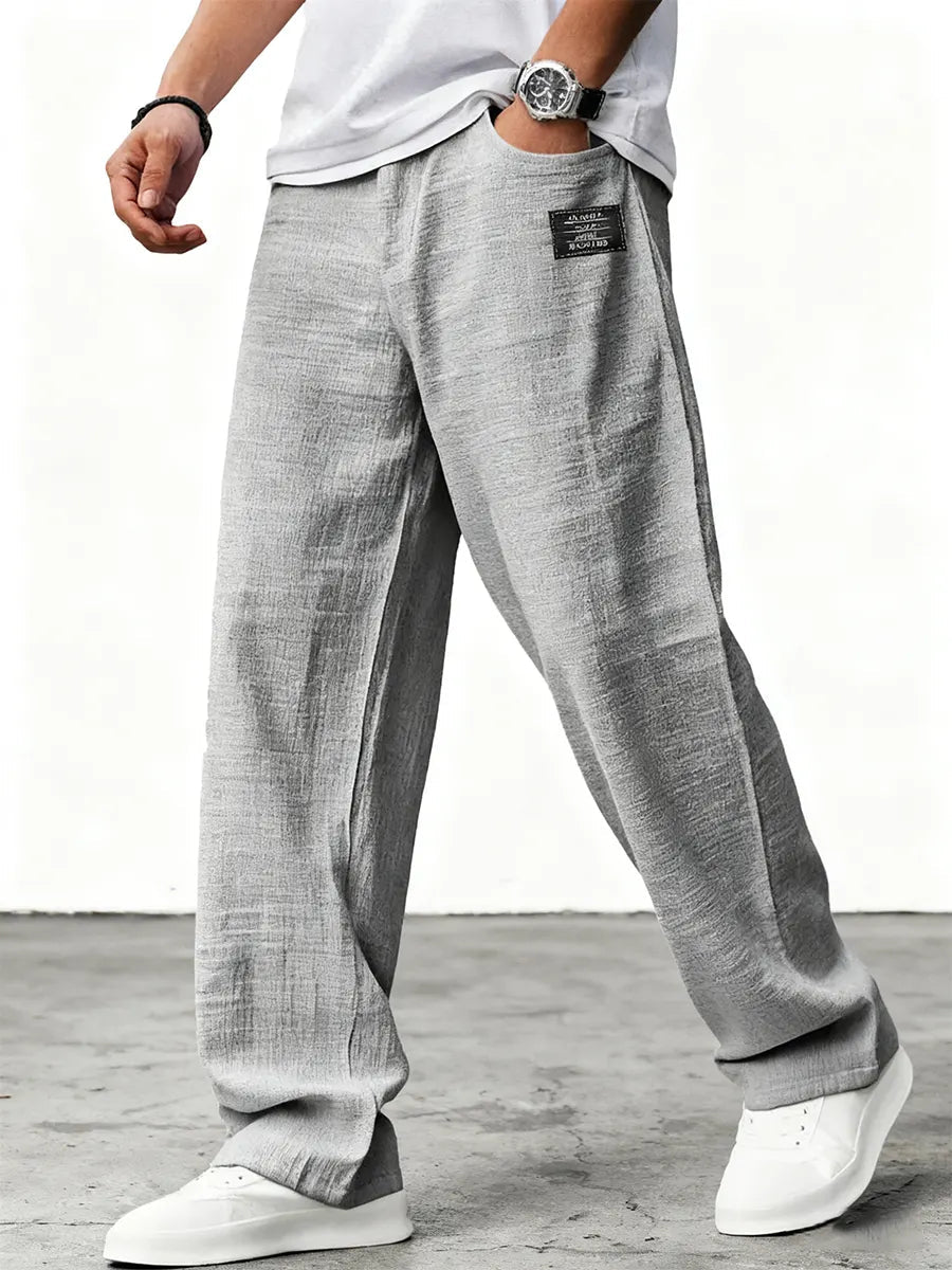 Men's Wide-Leg Cotton-Blend Pants – Relaxed Straight Fit