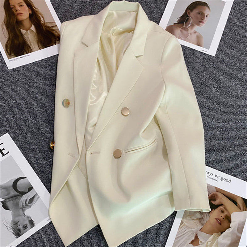 Women's Oversized Blazer – Metallic Double-Button Front